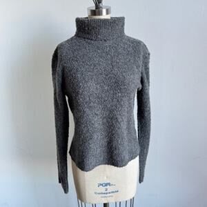 AGNES B PARIS Wool Blend Boucle Grey Turtleneck Jumper